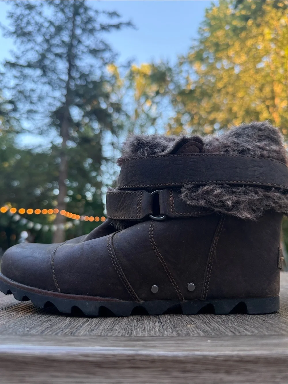Sorel Brown Faux-Fur Cuff Winter Ankle Boots
